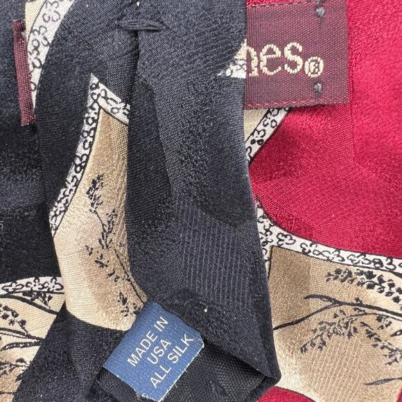 C.C. Hughes-Men’s Tie 56” Long - Black Crimson Tan Cream - Silk Necktie Made USA - Picture 5 of 5